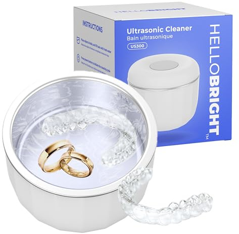 Hello Bright - Ultrasonic Retainer Cleaner Machine for Invisalign, Aligner, Night Guard, Denture, Whitening Tray, Mouth Guard and Toothbrush Head - Dental UV Ultrasonic Cleaner Pod [no UV Light]