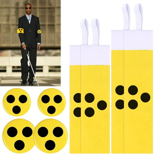 LEKEFETO Lot de 8 serviettes pour aveugles : brassard aveugle avec points d'aveugle, bandage pour bras pour malvoyants