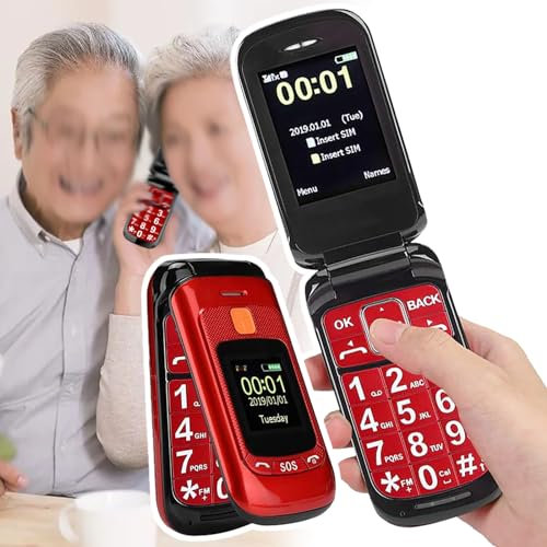 WhAeoy Old Person Mobile Phone,Elderly Mobile Phone,Dual SlM Card Dual Standby+flip Cover Design+LED Indicator Light+Clear Sound,Big Button Basic Phone for Elderly,A