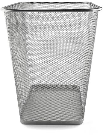 Netuno 1 cestino per la spazzatura in metallo color argento, 27 x 27 x 35 cm, 18 l, cestino per la spazzatura da ufficio, grande quadrato, contenitore per la spazzatura, cestino dei rifiuti, cestino