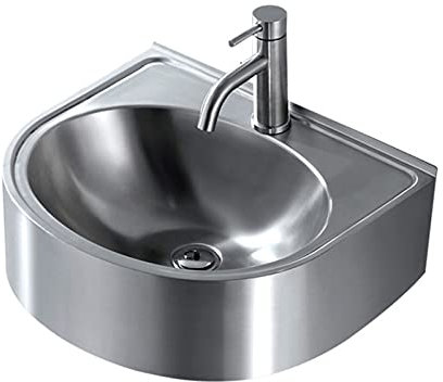Handwaschbecken Aus Edelstahl, 19-Zoll-Handwaschbecken Zur Gewerblichen Wandmontage, Mit Einzelnem Kaltwasserhahn Und Abflussset, Für Restaurant, Bar, Café, Salon Und Spa