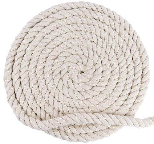 Makramee Garn Kordelband Baumwollkordel 10 mm x 10 m Seil Originalweiß Tau | Seil Rope Garn Kordelband Baumwollseil Geeignet für Handlaufseil DIY wandhängende Traumfänger Hund Spielzeug Seil (10MM 10M)