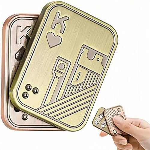 NJCXOLA Metal Poke Fidget Slider, EDC Fidget Slider Toys, Metal Poker Fidget Toy, ADHS Stressabbau-Spielzeug Fidget Toy Metal, Push Card Fidget für Kinder,Erwachsene - Gold