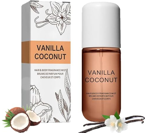 Vanilla Coconut Perfume, Coconut Vanilla Perfume, Vanilla Coconut Hair and Body Perfume Spray, Vanilla Skin Body Mist, Vanilla Body Concentrated Spray, Vanilla Perfume for Women 50ml (1Pcs)
