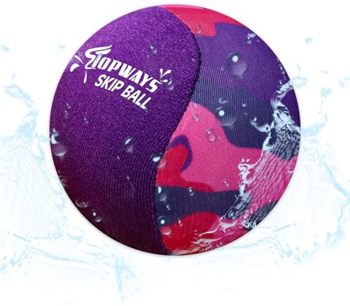 TOPWAYS Beach Pool Bouncying Ball, Water Skip Ball, Swimming Water-Proof Beach Toys, Pool Games for Kids & Adults (Purple Camouflage)