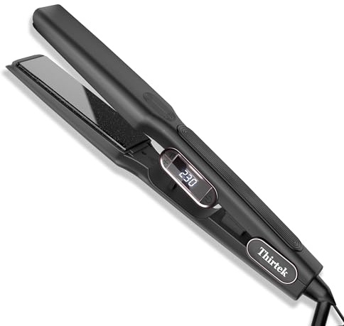 Thirtek Professional Wide Hair Straightener,1 1/2 IN Flat Iron With Ceramic Floating Plate,25S Fast Heat Up For Salon Wonder,15 Adjustable Temps Up To 230℃, Ergonomic Silicone Handle,LCD Display-Black