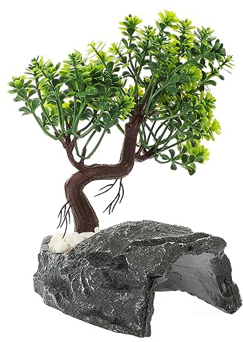 Milisten Nascondiglio per Rettili e Tartarughe da Terra Creativo per Piccoli Animali Domestici, Tana Decorativa in Resina Effetto, per Terrario e Ambientazione Habitat