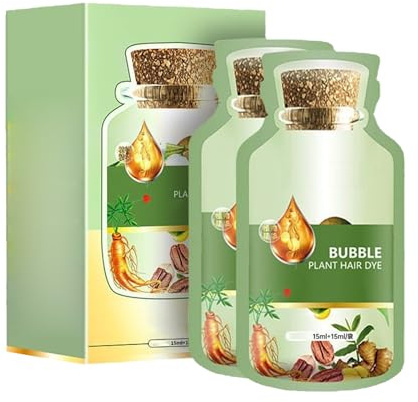 Shampooing Teinture pour Cheveux à Bulles Végétales,Coloration Délicate des Cheveux,Application Simple et Uniforme, Kit de Voyage Jetable et Compact.
