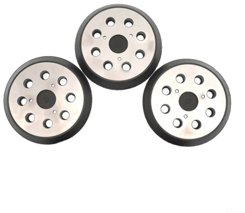 Zilimontt Almohadilla de respaldo para lijadora orbital de 125 mm, goma de densidad media con base reforzada de metal, diseño de 8 agujeros + 3 agujeros pequeños, compatible con Makita