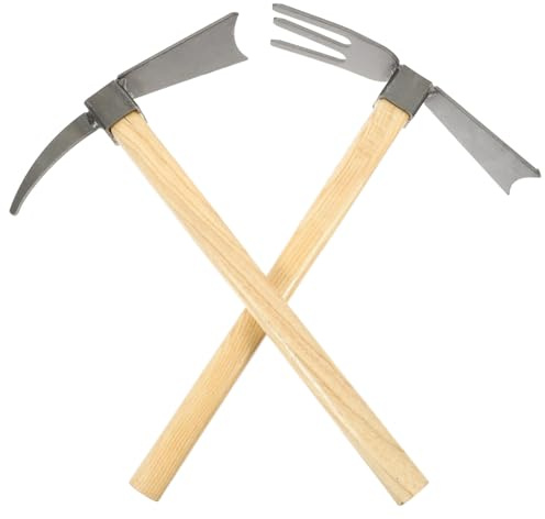 SUPVOX 2 pièces Lot de Petites Houes de Jardin Acier Manganèse avec Manche Outil Pratique pour Désherbage et Plantation Accessoire de Jardinage pour Amateurs et