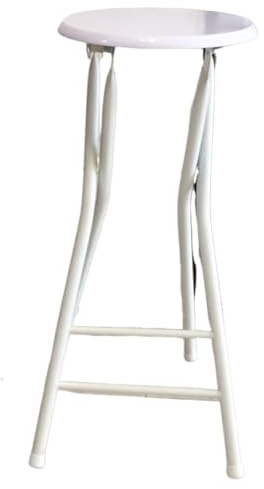 Sgabello da Bar Pieghevole, Altezza 60/70 cm, Sgabello da Bar Pieghevole Rotondo, Struttura in Metallo, Portatile(White,60cm/24in)