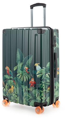 Hauptstadtkoffer Q-Damm - Reisekoffer mittelgroß mit Erweiterung 4 Rollen, 68 cm 89 L, Check-In Aufgabegepäck 158 cm-Regel, Hartschale Polycarbonat/ABS, TSA, Design Papagei