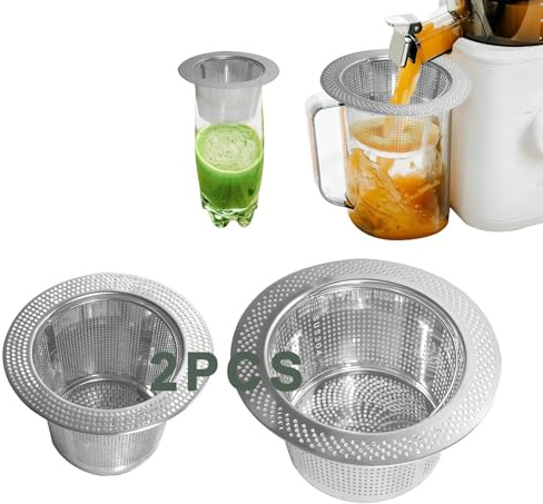 2PCS Pulp Strainer for Nama J2 Cold Press Juicer - Suitable for Nama J2 Juicer Secondary Fine Filter Accessories, 5.5 in & 4.2in 304 Stainless Steel