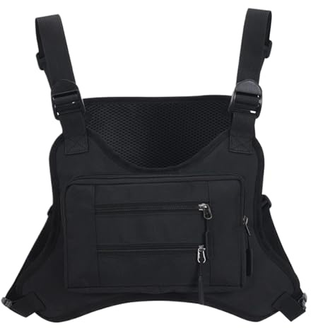 Borsa da petto da uomo,Tasca per gilet Oxford impermeabile con spazio aggiuntivo | Pacchetto gilet leggero | per gli uomini Moto Sport All'aperto Telefono Allenamento Escursionismo Ciclismo, Bianco Su