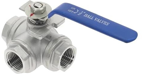 1pc BSP Female 304 Stainless Steel T/L Type 3 Way Ball Valve Full Port for Water Oil Air Gas(1-1/4,T Type)
