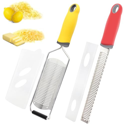 Rallador de Cocina, Rallador de Queso y Zester Fino, Mango Ergonómico Antideslizante, para Cítricos, Queso Duro, Jengibre, Chocolate y Nuez Moscada