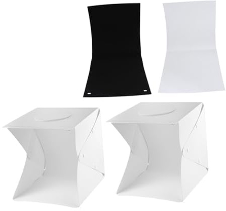 Toddmomy Kit Light Box Fotografico LED Portatile 30 CM con 2 Sfondi Nero e Bianco Scatola Luminosa per Fotografia di Piccoli Oggetti con Luce Soffusa per Gioielli Elettronica e