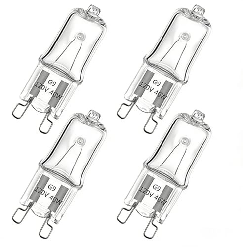 Hujnagh 4 Pcs WB25T10102 Lamp Halogen Bulb G9 40W 120V, High Temperature Resistant Oven Light Bulb Replacement for Microwave Range Hood Stove, G9 Bi-Pin Base Appliance Bulb Accessory