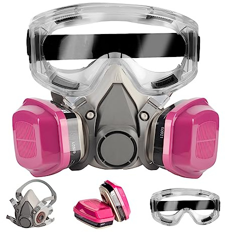 Staubmaske Atemmaske: Atemschutzmaske Staub Schutzmaske mit Filter & Brille | Staubschutzmaske Feinstaub Gasmaske mit Staubfilter 60921, Atemschutz Maske für Lackier, Schleifen, Gase, Baustelle Arbeitein