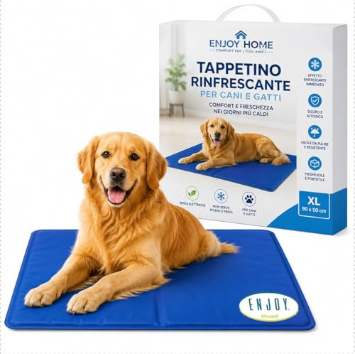 ENJOY HOME Tappetino Rinfrescante per Cani e Gatti – Tappeto Auto-Rinfrescante per Animali Domestici – Materassino Fresco Estivo per Cuccia, Auto e Divano – Misure 80 x 60 cm