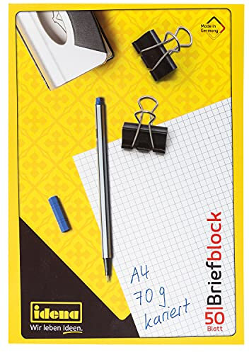 Idena 10397 - Briefblock, DIN A4, 50 Blatt, 70 g, kariert, kopfgeleimt, 1 Stück