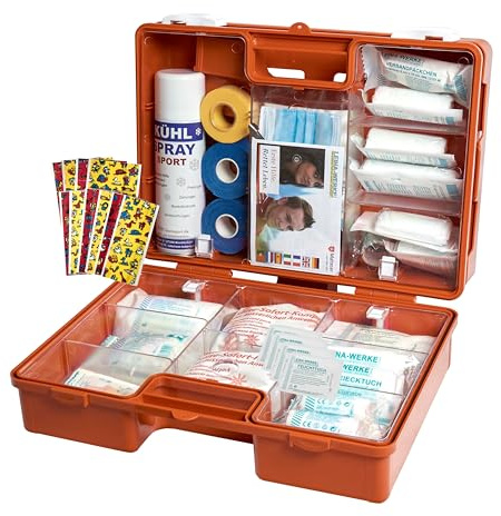 SPORT-Sanitätskoffer PRO + Erste-Hilfe Koffer nach aktueller DIN 13157 & 13164 + Sport-Ausstattung mit Kältebehandlung + Sporttape