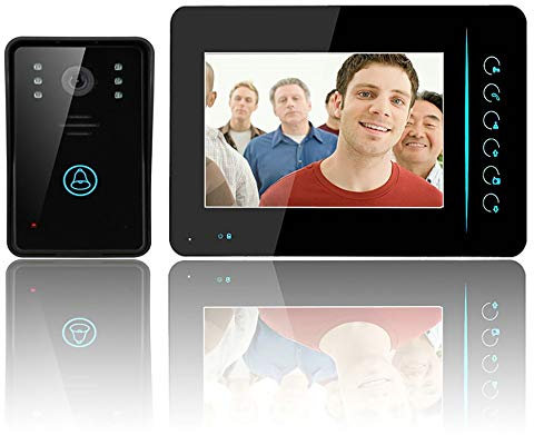 Videoportero, 7 Intercomunicador de Puerta con Pantalla TFT LCD de Desbloqueo IR Visión WiFi Inteligente IP Video Sistema, Noctura Impermeable para la Seguridad de Hogar