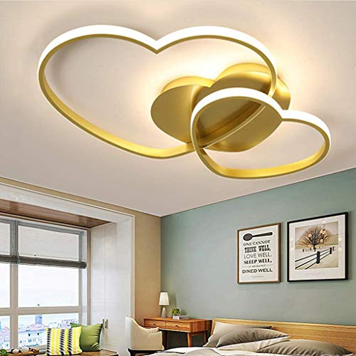 YZSJ Deckenleuchte LED Dimmbar Deckenlampe Modern Herz Acryl Kinderzimmerlampe Jungen Mädchen Deckenlicht Cartoon Kronleuchter Kinder Deckenlicht Innen Schlafzimmer Dekor Lamp,Gold …