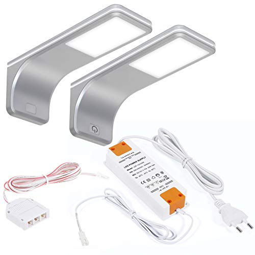 2er SET JUNKER Lighting LED Unterbauleuchten VIOLA 160 x 55 x 60,5 mm | 4000K neutralweiß 12V 3,5W inkl. Trafo und Touch Dimmer Anschlußfertiges Plug & Play Set