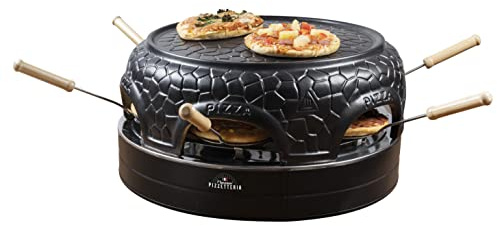 Bestron Pizzaofen für bis zu 6 Personen, Pizza dome für kleine Pizzen (Ø 10 cm), mit Keramik-Kuppel, ca. 12-15 Minuten Garzeit, 860 Watt, Farbe: Schwarz