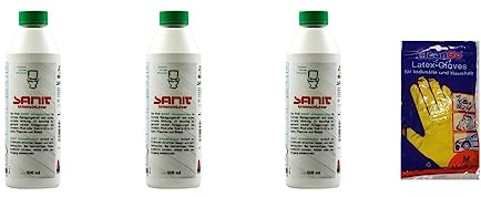 zbs24 Sanit Urinsteinlöser 500ml der Kräftige Reiniger höchste Reinigungskraft - gratis Latex Handschuhe (3 x 500ml)