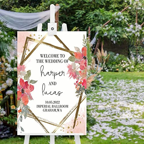 Willkommensschild aus Holz, personalisierbar, Hochzeit, Eingang, Willkommen bei unserer Hochzeit, Braut, Bräutigam, Ehe, Empfang, Liebesdekoration, personalisierbar, vertikale Probe, Abendessen,