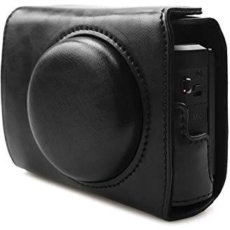 Rieibi G7 II G7X III Étui – Étui vintage en cuir noir pour Canon PowerShot G7 X Mark II/III – Protection avec sangle, Trousse de beauté