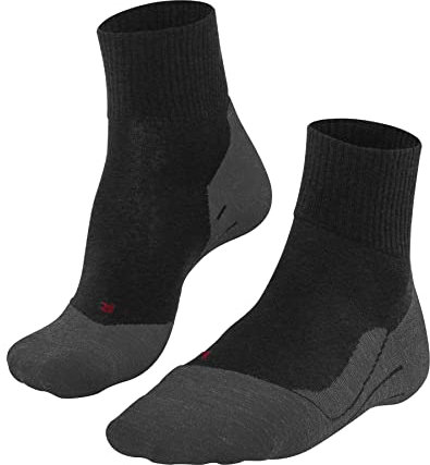 FALKE Herren Wandersocken TK5 Wander Wool Short M Sso Wolle Funktionsmaterial antiblasen dünn 1 Paar, Grau Asphalt Melange 3180, 42-43