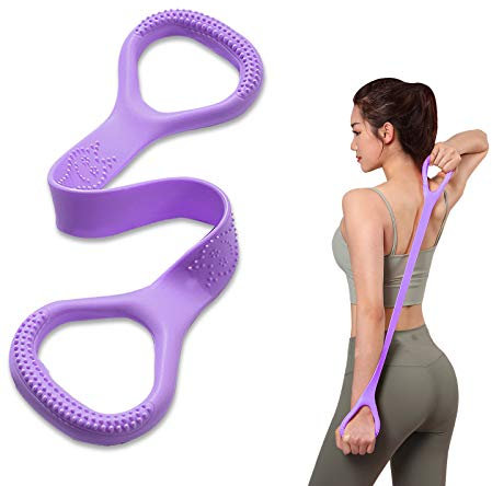 Kvittra Figura 8 banda de resistencia, brazo espalda hombro ejercicio cuerda elástica fitness banda elástica pie, pierna, estirador de manos, ejercitador de brazo para yoga, pilates, estiramiento,