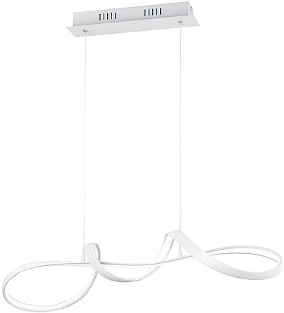 Reality Leuchten LED Pendelleuchte Perugia R37091131, Metall Weiß matt, inkl. 37 Watt LED, Switch Dimmer