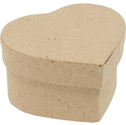 Pappmache Schachtel Herz Box, Pappschachteln zum Basteln & Bemalen, 9 x 5cm, 10 Stück