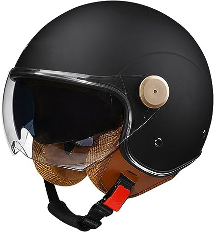 Casque De Moto 3/4 Rétro Casque Ouvert Homologué ECE Casque Jet pour Homme Femme Casques Bols avec Double Visière Casque Semi Ouvert Dapté À La Conduite en Extérieur