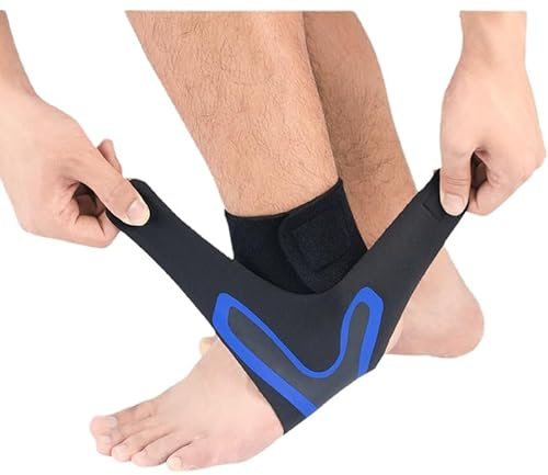 Neuleben Restore Plantarfasziitis Fußwickel,Fussbandagen Sprunggelenk, Knöchelstützband, verstellbare Kompressions-Knöchelstütze für den Schutz beim Sport (L(42-45),1-er Pack-Schwarz Blau)
