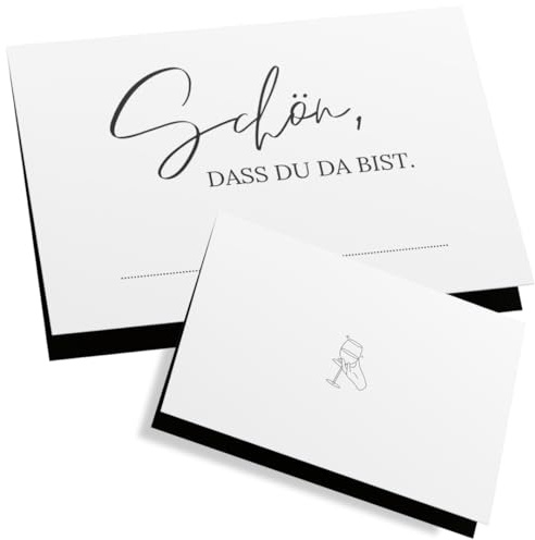 ZETTMANN® 50er Premium Tischkarten Hochzeit Schön dass du da bist 85x55mm I Tischkarten Geburtstag I Platzkarten I sehr gut beschreibbar (schwarz - romantik)