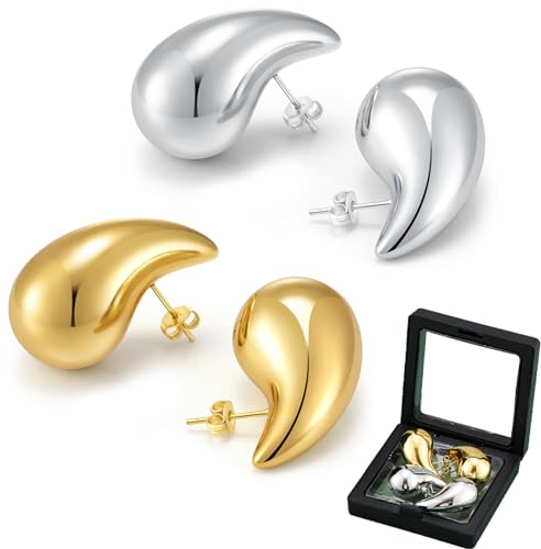Aatpuss 2 Stück Ohrringe Tropfenohrringe, Damen 18K Gold Tropfenohrringe, Anti-Allergie-Ohrringe In Tropfenform, Damen Tropfenohrrine, Wassertropfen-Ohrring Sind Für Geschenke Geeignet