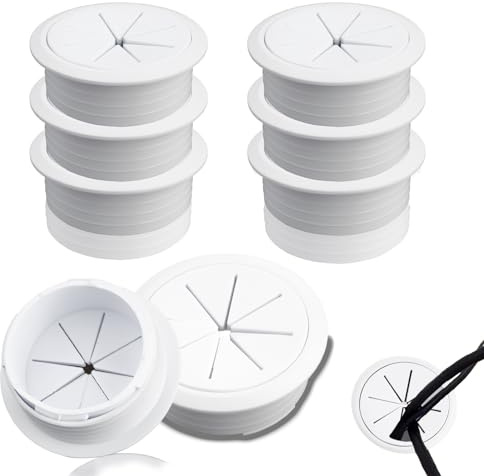 SWTYExt 60mm Kabeldurchführung Schreibtisch 6 Stück Kabeldurchlass Weiß | Tisch Kabeldurchführung Kunststoff, Kabeldurchlass Schreibtisch, für Schreibtisch, Schule, Büro, Zuhause, Organisiert Kabel