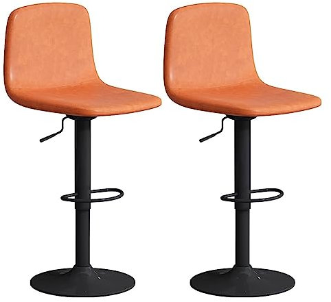 Barstuhl Tresenhocker Drehbarer Barhocker, 2er-Set, Leder, Frühstücks-, Esszimmerstuhl, Ankleidehocker Mit Rückenlehne, Höhenverstellbarer Hebestuhl Bistrohocker Designer Hocker ( Color : Orange , Siz