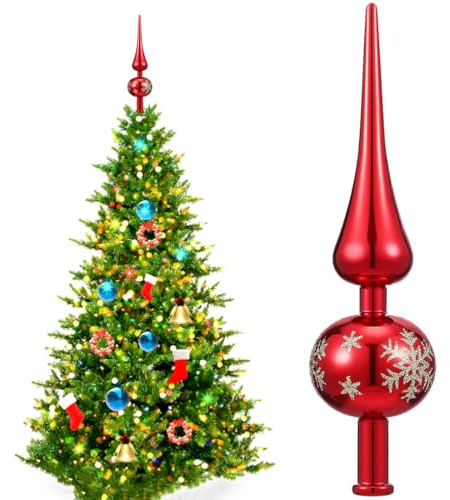 Christbaumspitze Unzerbrechlich - Edle Weihnachtsbaumspitze 23cm in Glas-Optik | Robuster Spitze Aufstecker für Tannenbaum, Christmas Topper,Sicherer Baumschmuck für Kinder & Haustiere