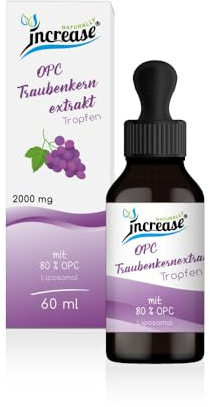 Liposomale OPC Traubenkernextrakt Tropfen hochdosiert - (60.000mg pro Packung) 2000mg Traubenkernextrakt pro Tagesdosis davon 1600mg OPC - MCT Öl - Hohe Bioverfügbarkeit