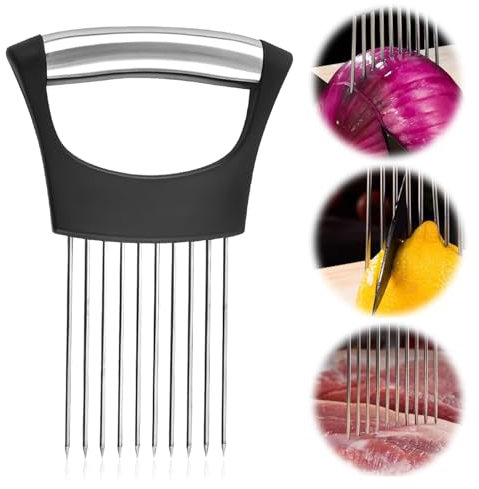 Upgraded Stainless Steel Onion Holder for Slicing - 2024 New Lemon Slicer Vegetable Cutter, Loose Meat Pin Kitchen Chopper Slicing Assistant Tool for Meat, Potato, Tomato