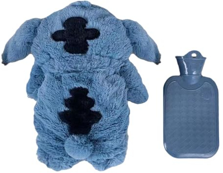 Wärmflasche Kuscheltier Blau,450ML Heißwasserflasche für Kinder,Weiches Wärmeflasche Kuschelig,Plüsch Herausnehmbarer Innenbehälter Geburtstage und Weihnachten Geschenke für Familie & Freund