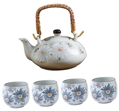 Cabilock Juego De Té Práctico Tazas De Té De Estilo Vintage Juego De Tetera De Cerámica Para Fiestas En Casa Suave
