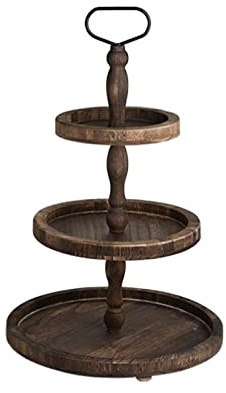 Cake Stand 3 Tier Cake Stand Wooden Tiered Serving Tray Cupcake Tower Creative European-style Dessert Cookie Candy Buffet Holder for Fruit Display Holder Platter (Dark Color 3 Tier)