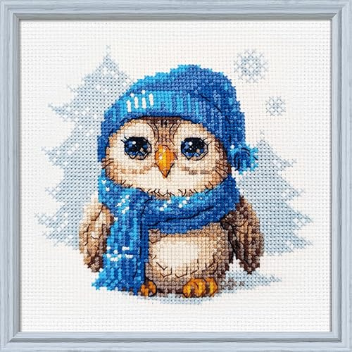 Aine - Gufo coccolone A1019, Punto croce 15x15, Punto croce kit da ricamare, Disegni da ricamare, Embroidery kit, Kit ricamo punto croce
